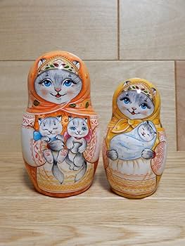 Amazon | ロシア雑貨 マトリョーシカ 虹色の猫ねこネコ 7ピース